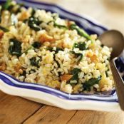 Brown Rice with Sauteed Spinach, Lemon and Garlic