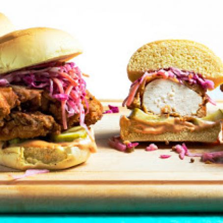 Fried Chicken Sandwich with Pickled Vegetable Slaw