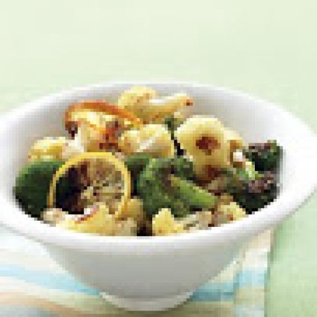 Quick Vegetables Roasted Broccoli and Cauliflower with Lemon and Garlic