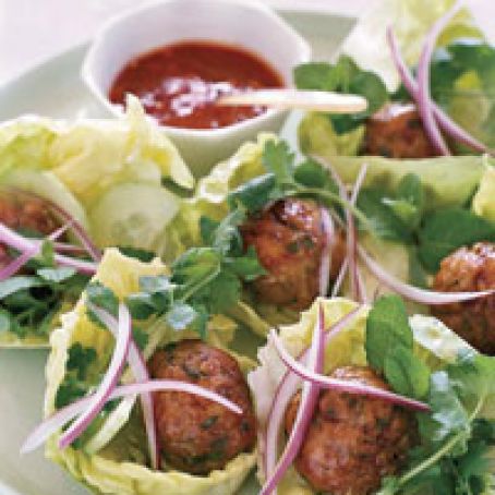Vietnamese Chicken Meatballs in Lettuce Wraps
