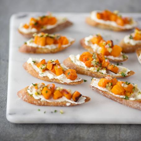 Crostini with Roasted Butternut Squash, Ricotta and Preserved Lemon