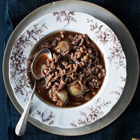 Oxtail Soup with Onions and Barley