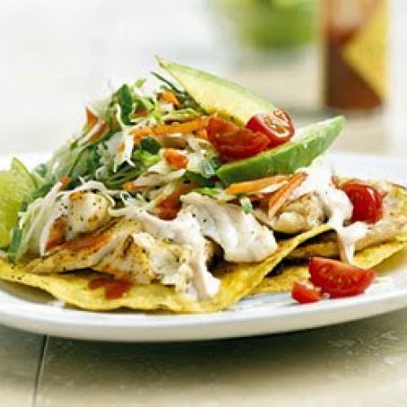 Fish Tostadas with Chile Lime Cream