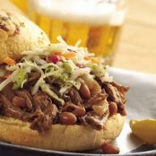 Slow Cooker Cowboy Beef and BBQ Bean Sandwiches