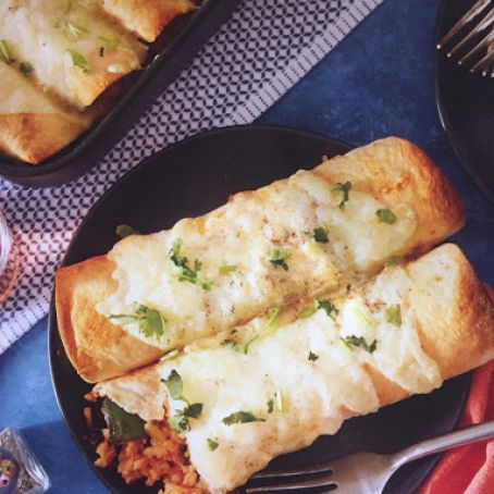 Summer Squash Enchiladas with Creamy Lime-Tomato Rice