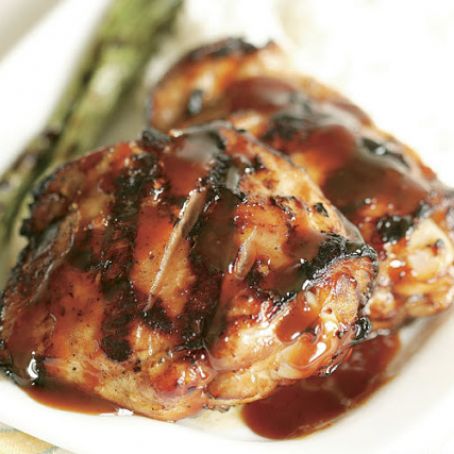 Grilled Soy-Glazed Chicken Thighs & Scallions