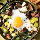 Eggs Baked Over Sautéed Mushrooms and Spinach