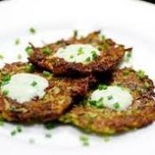 Zucchini Pancakes with Basil Chive Cream