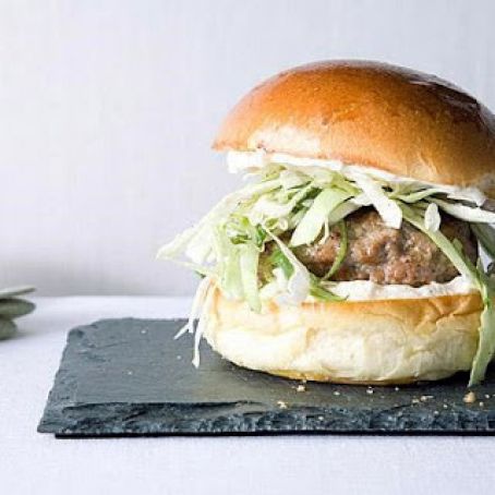 JERKED PORK BURGERS w/ISLAND SLAW