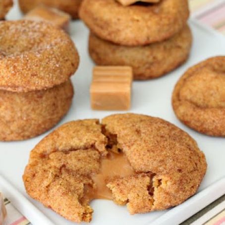 Caramel Stuffed Pumpkin Cookies