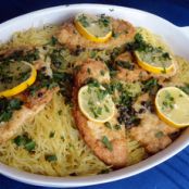 Chicken Francaise Over Spaghetti