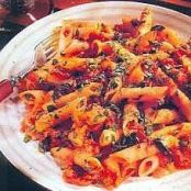 Penne with Tomatoes, olives, and cheese
