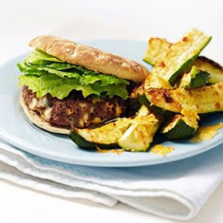 Blue Burger with Zucchini Parmesan Wedges