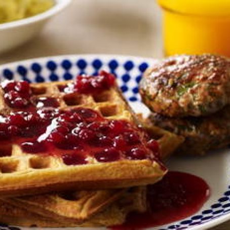Savory Sour Cream-Chive Waffles and Paprika Veggie Sausages