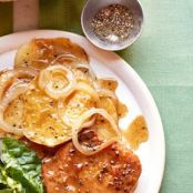 SKILLET PORK CHOPS WITH POTATOES AND ONIONS