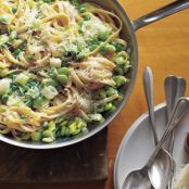 Fettuccine With Lima Beans, Peas, & Leeks