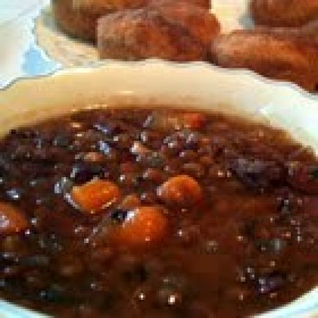 Slow Cooker Lentil and Ham Soup