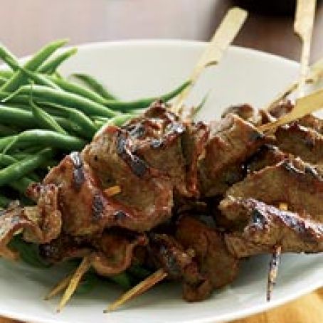 Grilled Beef-Tenderloin Skewers with Red-Miso Glaze