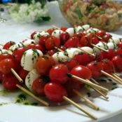 Tomato and Mozzarella Skewers with Basil Oil