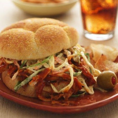 Pulled Chicken Sandwiches with Root Beer Barbecue Sauce