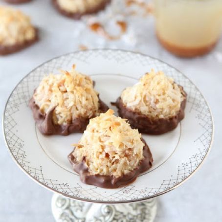 Salted Caramel Toffee Coconut Macaroons Dipped in Chocolate