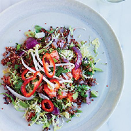 Toasted Quinoa, Charred Onion and Brussels Sprout Salad