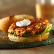 Salmon Burgers with Sour Cream-Dill Sauce