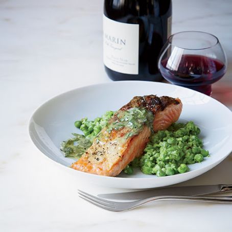 Salmon with Mashed Peas and Tarragon Butter
