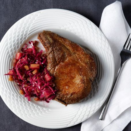 Caraway-Dusted Pork Chops With Sweet-and-Sour Cabbage & Apples