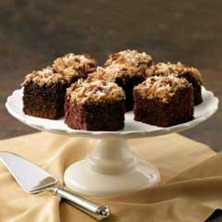 Pecan Coconut Topped Chocolate Cake