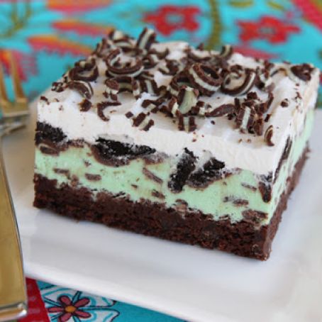 Mint Chip Ice Cream Brownie Squares