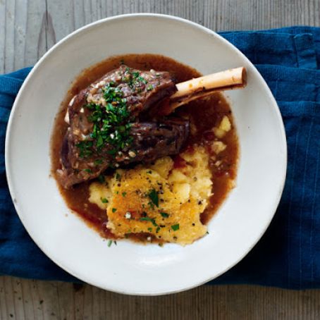 Braised Lamb Shanks with Gremolata and Baked Polenta
