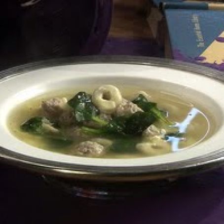 Italian Stracciatella with Mini Meatballs, Tender Cheese Tortellini and Baby Spinach