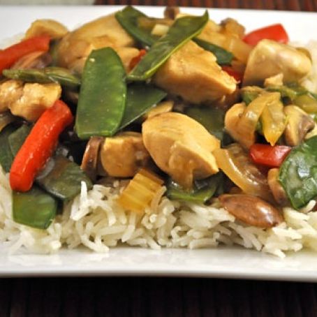 Chicken Stir Fry with Peapods and Mushrooms