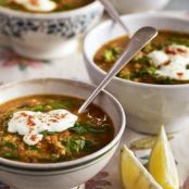LENTIL****Middle Eastern-Spiced Spinach and Lentil Soup with Garlic Yogurt