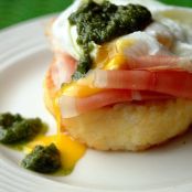 Risotto Patty with Prosciutto and Egg and Pesto