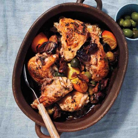 Roasted Chicken with Dates, Citrus, and Olives