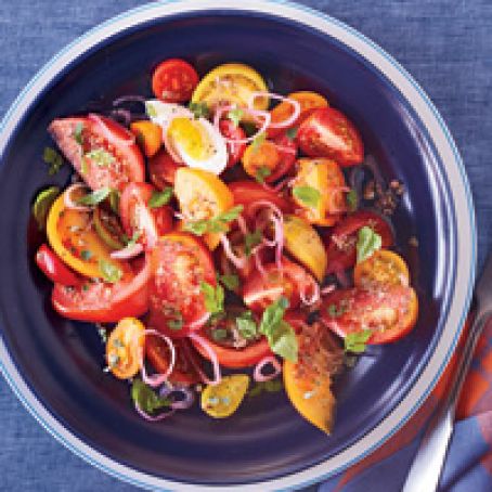 Heirloom Tomato Salad with Anchovy Vinaigrette