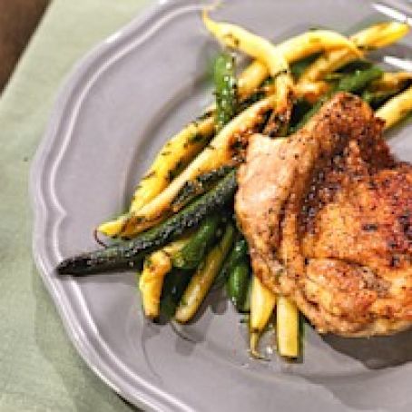 Charred Chicken Thighs and String Beans