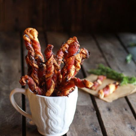Bacon Twists, Sweet and Savory Cheesy Bacon Wrapped Puff Pastry Straws