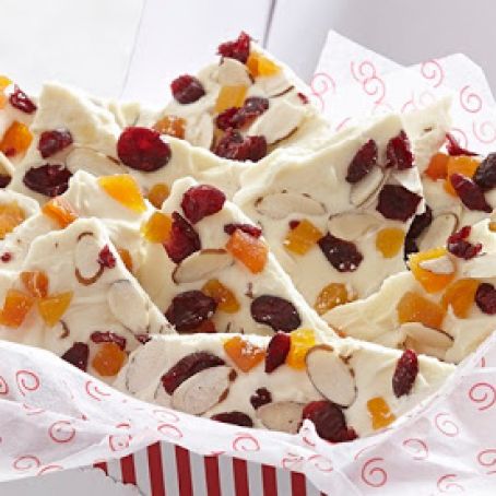 Orange White Chocolate Bark with Cranberries & Apricots 