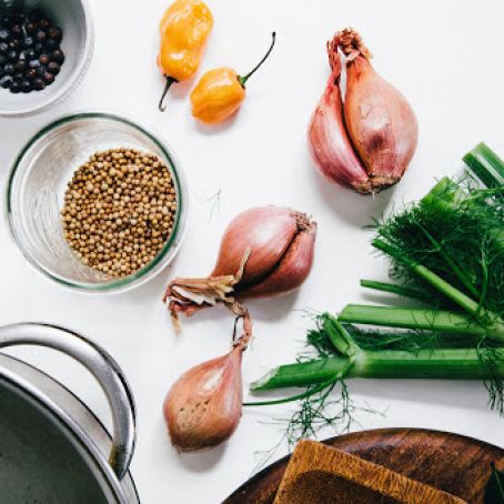 HALIBUT*****Poached Halibut Steaks in Court Bouillon - 3 Points