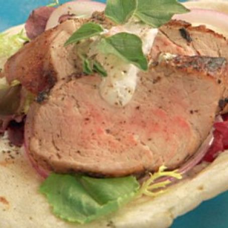 Pork Gyros with Yogurt-Tomato Sauce