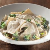 Potatoes and Porcini Mushroom Ravioli in Broccoli Cream Sauce