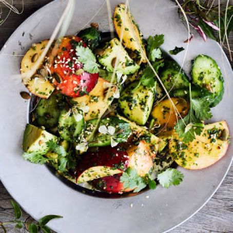 Savory Peach and Cucumber Salad