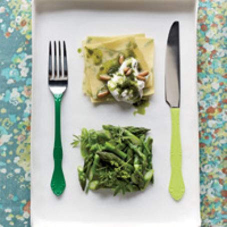 Herbed Fazzoletti with Asparagus and Burrata