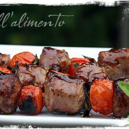 Sausage Kebabs Glazed with Fig Preserves and Balsamic