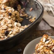 Baked oatmeal with blueberries,almonds,and coconut milk
