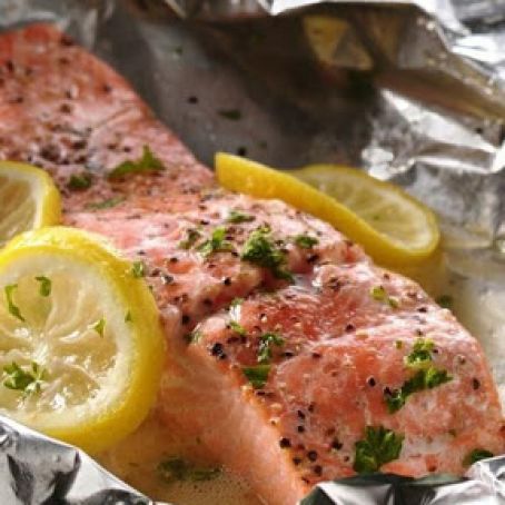 Foil Wrapped Salmon with Herbs and Lemon-Campfire Cuisine
