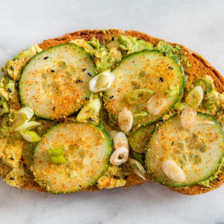 AVOCADO TOAST - Avocado Toast With Cucumber, Soy Sauce, and Shichimi Togarashi